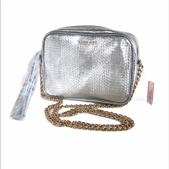 Victoria’s Secret Metallic Silver Tassel ZipUp Bag - Picture 1 of 9